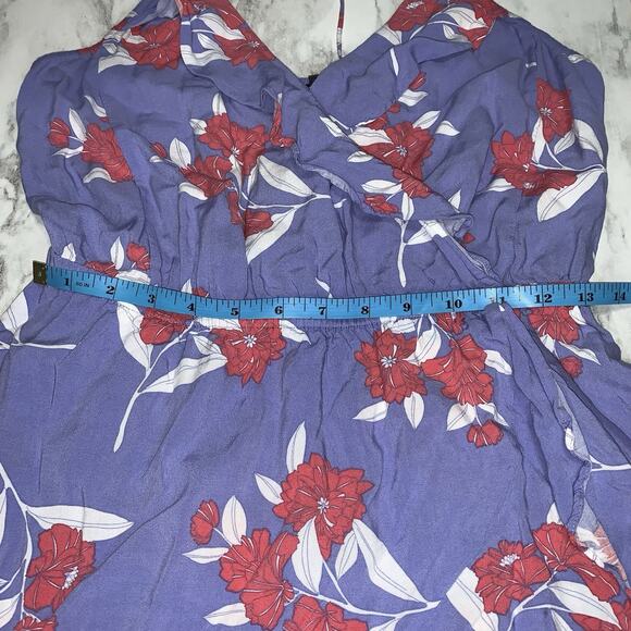 Express Purple Floral Spaghetti Straps Mini Wrap Dress Size M - Picture 7 of 10